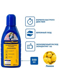 Оптом Концентрат жидкости стеклоомывателя Goodyear (летний) 1:8 (лимон), пластиковая бутылка 500мл GY000805