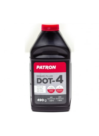 Оптом Тормозная жидкость PATRON 490 г (424 мл), DOT-4, для авто c ABS, FMVSS 116, ISO 4925 class 4, JIS K2233, SAE J1703, SAE J1704 PBF450