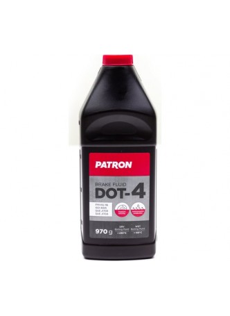 Оптом Тормозная жидкость PATRON 970 г (849 мл), DOT-4, для авто c ABS, FMVSS 116, ISO 4925 class 4, JIS K2233, SAE J1703, SAE J1704 PBF401