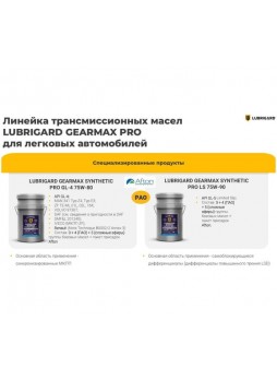 Оптом Трансмиссионное масло Lubrigard GEARMAX SYNTHETIC PRO GL-4, 75W-80 LGPGRM47580TDL205