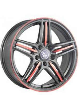 Диск колёсный литой X-7 7x18, 5x114,3, ET50, D67.1, черный матовый+красный (MB+R) оптом