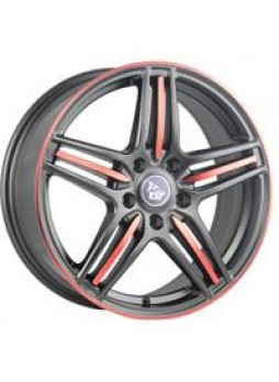 Диск колёсный литой "X-7 8x18, 5x114,3, ET35, D60.1, черный матовый+красный (MB+R)"