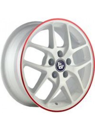Диск колёсный литой X-8 5.5x14, 4x114,3, ET35, D66.1, белый с красной полосой по ободу (WRS) оптом