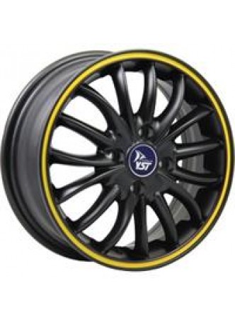 Диск колёсный литой X-14 6.5x16, 5x114,3, ET38, D67.1, черный матовый с желтой полосой по ободу (MBYS) оптом