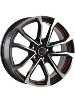 Диск колёсный литой "Concept-GM512 6.5x15, 5x105, ET39, D56.6, черный полированный с красной полосой по ободу (BKFRS)"