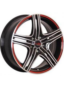 Диск колёсный литой "Concept-GM526 6.5x15, 5x105, ET39, D56.6, черный полированный с красной полосой по ободу (BKFRS)"