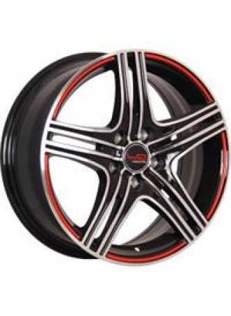 Диск колёсный литой Concept-GM526 6.5x15, 5x105, ET39, D56.6, черный полированный с красной полосой по ободу (BKFRS) оптом