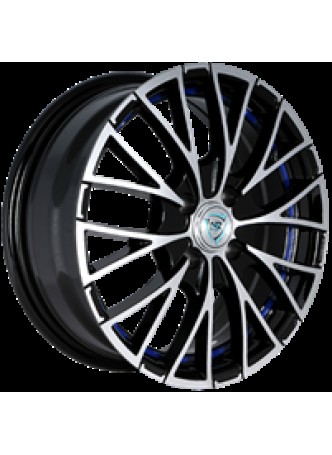 Диск колёсный литой F-2 6x15, 4x114,3, ET43, D67.1, черный полированный с синей полосой по ободу внутри (BKFBSI) оптом