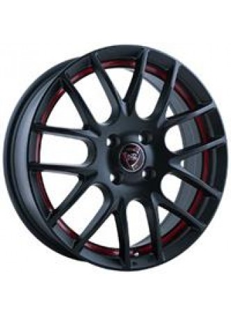 Диск колёсный литой F-40 6x15, 5x105, ET39, D56.6, черный матовый с красной полосой по ободу внутри (MBRSI) оптом