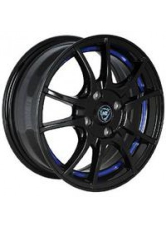 Диск колёсный литой F-43 6.5x16, 5x114,3, ET46, D67.1, черный глянцевый с синей полосой по ободу внутри (BKBSI) оптом