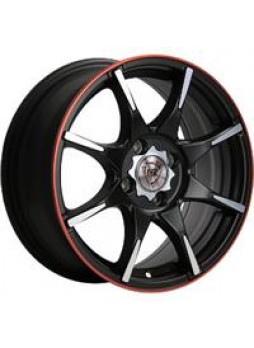 Диск колёсный литой "F-56 6.5x16, 5x110, ET37, D65.1, черный матовый с полированными лучами и красной полосой по ободу (MBFRS)"