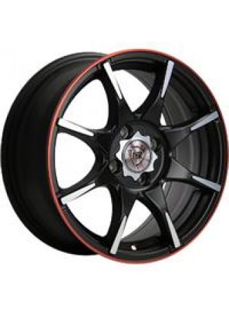 Диск колёсный литой F-56 6.5x16, 5x114,3, ET46, D67.1, черный матовый с полированными лучами и красной полосой по ободу (MBFRS) оптом