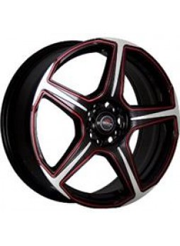 Диск колёсный литой "MODEL-4 7x18, 5x114,3, ET50, D64.1, матовый черный полированный+красный (MBF+R)"