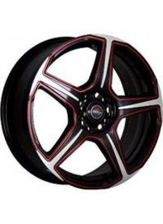 Диск колёсный литой MODEL-4 8x18, 5x112, ET39, D66.6, матовый черный полированный+красный (MBF+R) оптом
