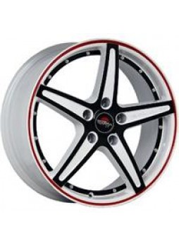 Диск колёсный литой "MODEL-11 6.5x16, 4x108, ET31, D65.1, белый +черный+красная полоса по ободу+черная полоса внутри (W+B+RS+BSI