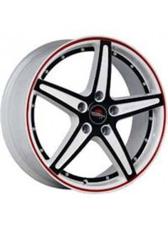 Диск колёсный литой MODEL-11 7x17, 5x114,3, ET40, D66.1, белый +черный+красная полоса по ободу+черная полоса внутри (W+B+RS+BSI оптом