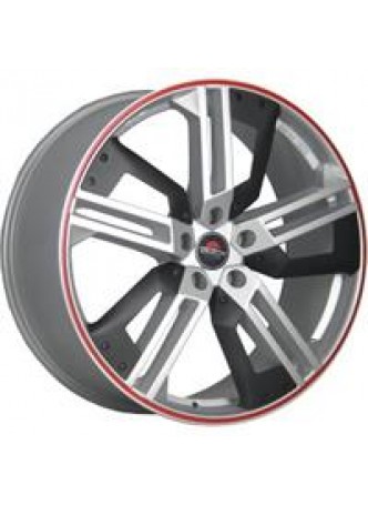 Диск колёсный литой MODEL-16 9x20, 5x130, ET60, D71.6, серебристый полированный+пластиковые вставки+красная полоса (S+PLASTIC+R оптом