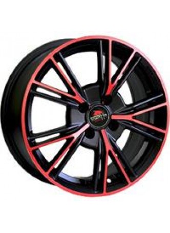 Диск колёсный литой MODEL-26 6.5x15, 4x98, ET35, D58.6, матовый черный+красный (MB+R) оптом
