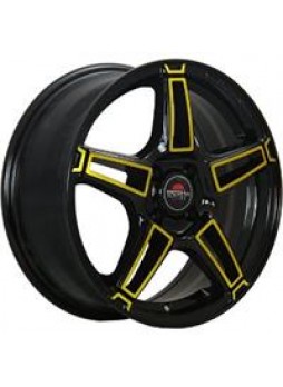 Диск колёсный литой "MODEL-35 7x17, 5x108, ET55, D63.3, черный+желтый (BK+Y)"